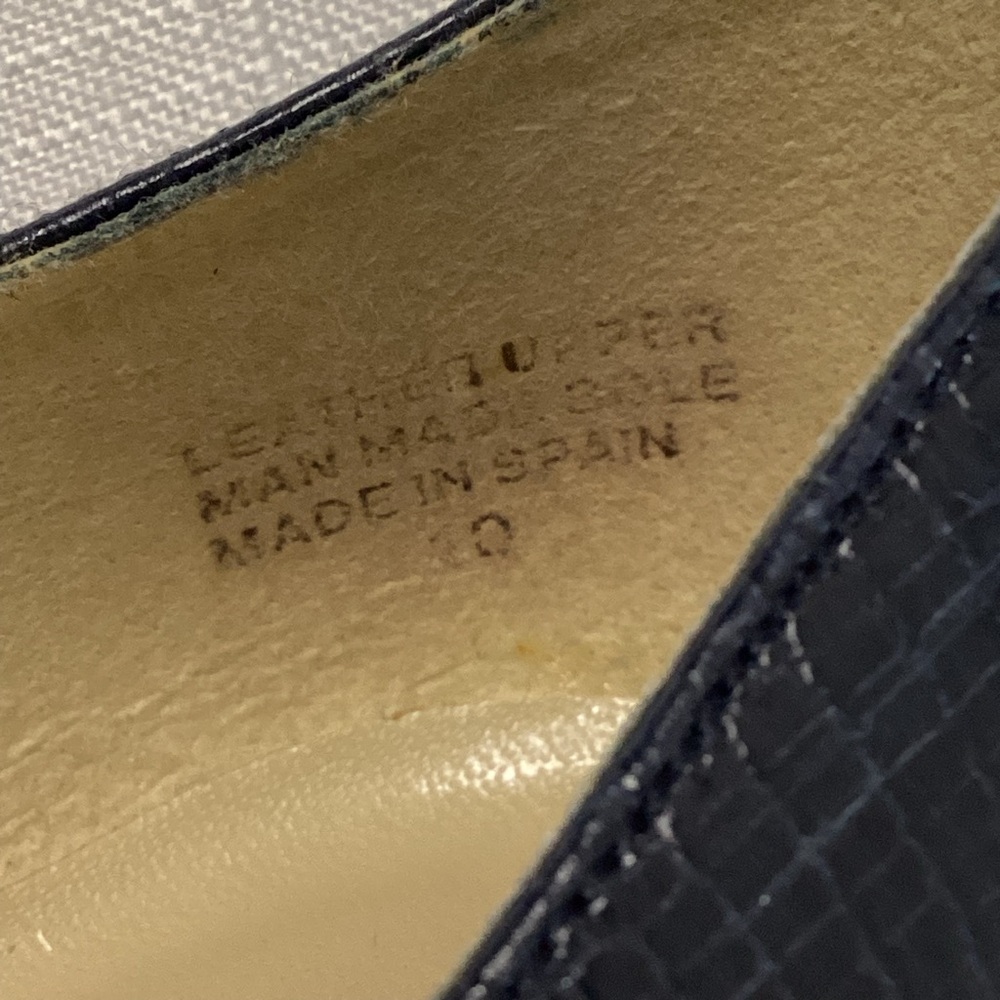 Etienne Aigner Women’s Navy Embossed Leather Peep Toe Heels Size 8 - Picture 12 of 14